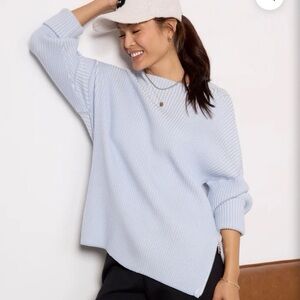 Varley Kingsley Mock Neck Knit in Pale Blue NWT Size Small